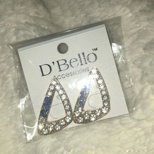 NWT D'Bello Geometric Blue Gem Accent Earrings